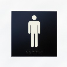 WC homme fond noir pictogramme blanc