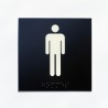 WC homme fond noir pictogramme blanc