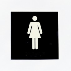 WC femme fond noir pictogramme blanc