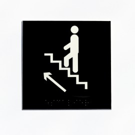 Escalier fond noir pictogramme blanc 100 mm x 100 mm