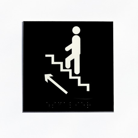 Escalier fond noir pictogramme blanc