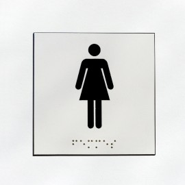 WC pour femmes fond blanc pictogramme noir 100 mm x 100 mm