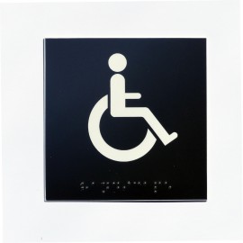 WC pour handicapés fond noir pictogramme blanc 100 mm x 100 mm